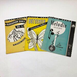 Set of 3 Music Sheets Piano Solos Hungarian #5 Butterfly Melodie Elegy